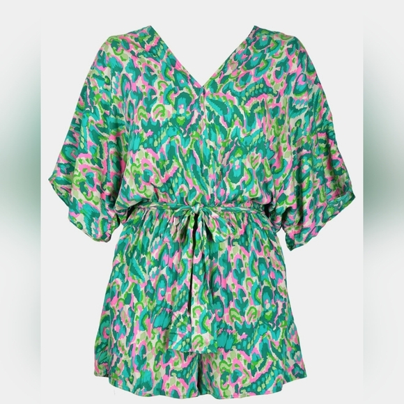 Cupshe Lace Up Leopard Print Romper Medium - Picture 4 of 5